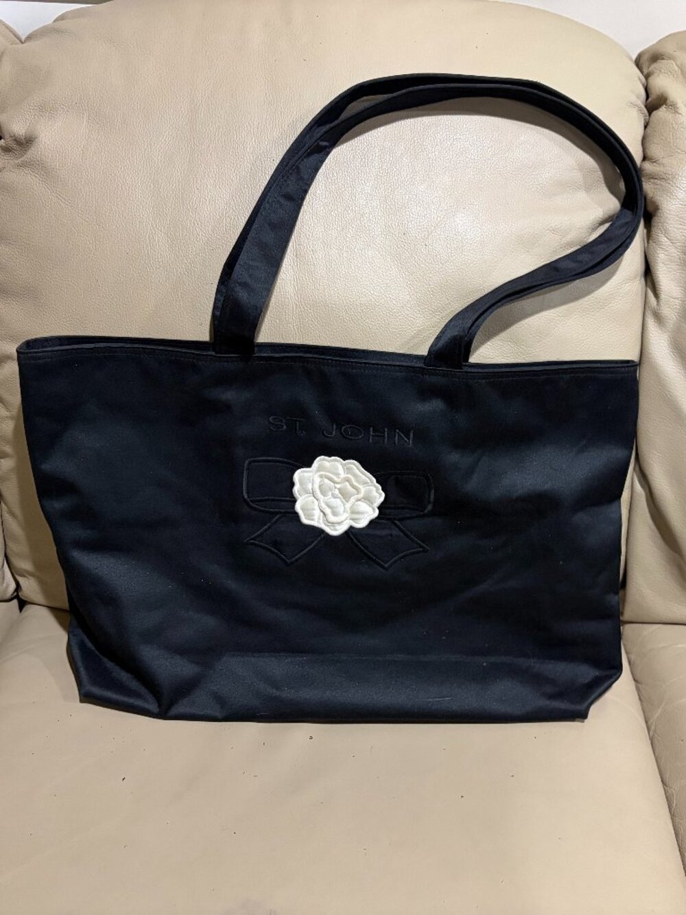 Vintage St John Black Satin Tote